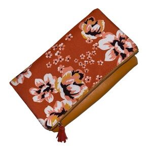 Anthropologie Purse Rachel Pally Fold Over‎ Clutch Reversible Orange Floral Bag